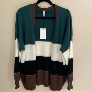 Soyaconcept Colour Block Knit Cardigan Metallic Trims Size M-L